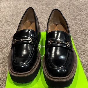 Sam Edelman Black Loafers with Gold Accents